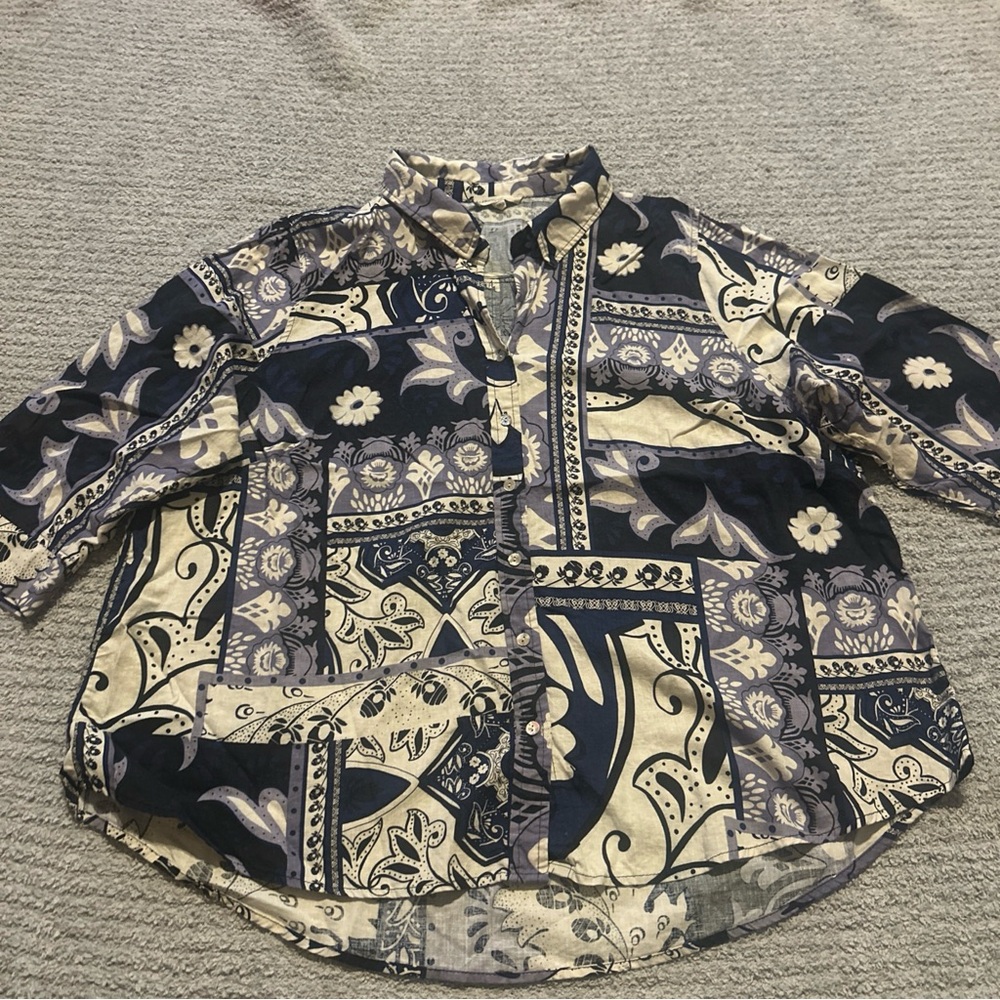 Christian Siriano Patterned Button-Down Shirt Size 3X